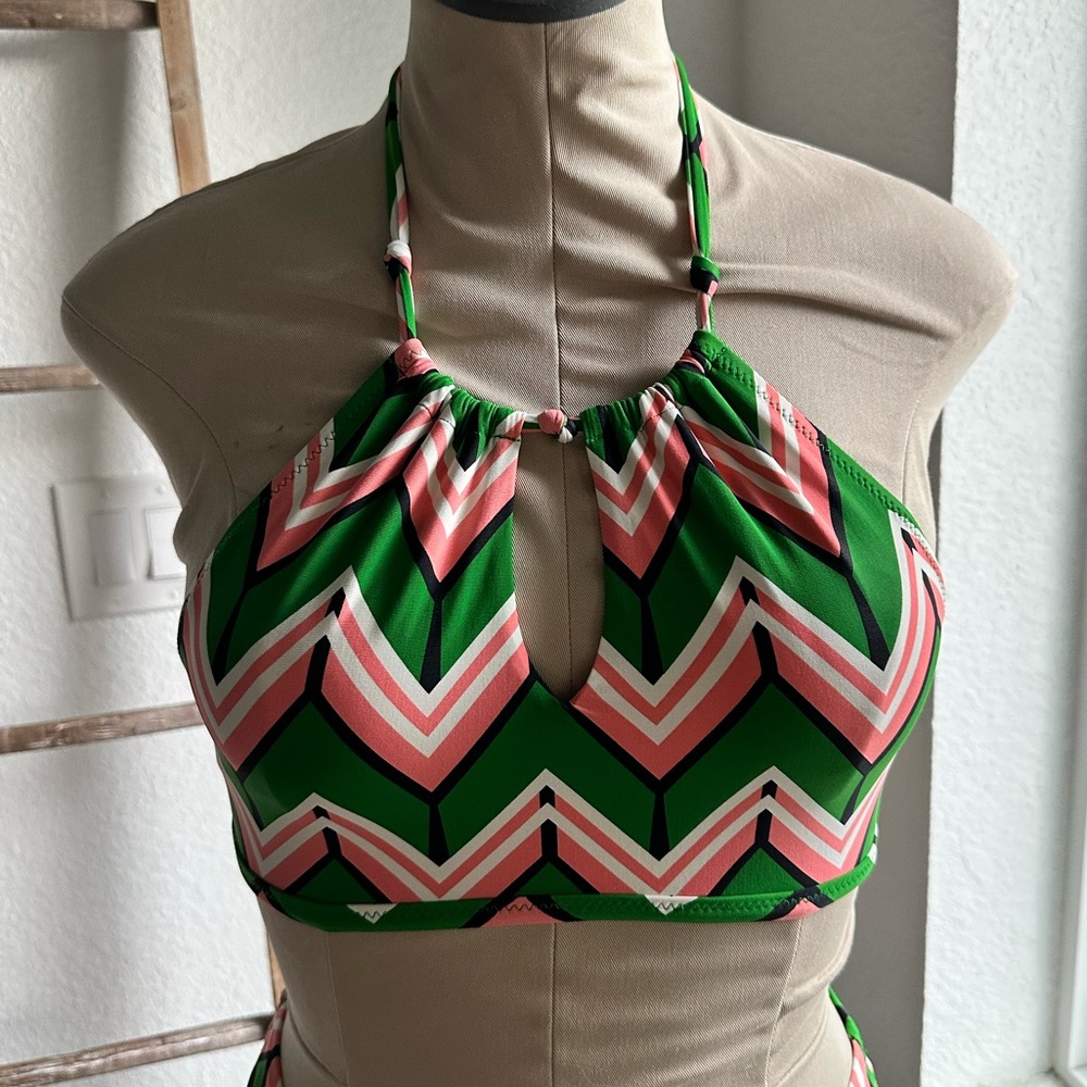 Anthropologie Mermaid 2 Piece Bikini Zig Zag Print sz: Top Small/Bottoms XS - Picture 2 of 13